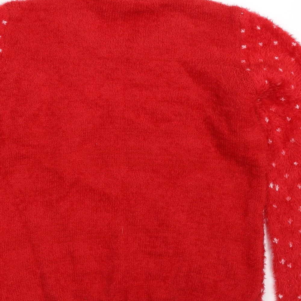 Nutmeg Girls Red Crew Neck  Polyamide Pullover Jumper Size 12-13 Years   - Penguin