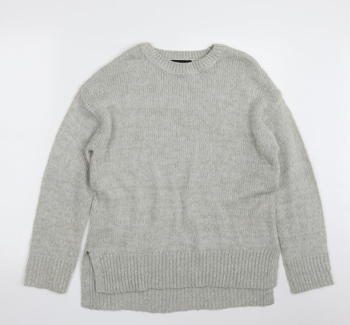 New Look Womens Grey Crew Neck Acrylic Pullover Jumper Size S