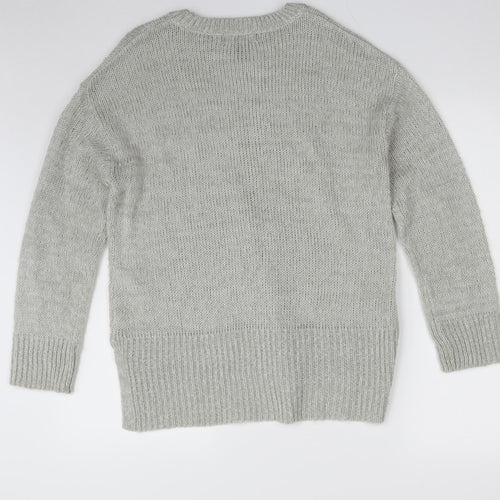 New Look Womens Grey Crew Neck  Acrylic Pullover Jumper Size S
