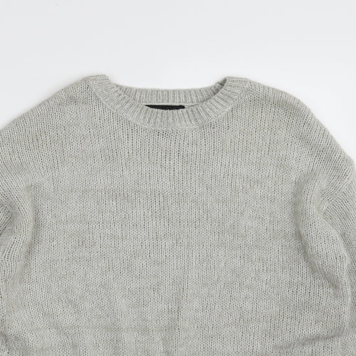 New Look Womens Grey Crew Neck  Acrylic Pullover Jumper Size S