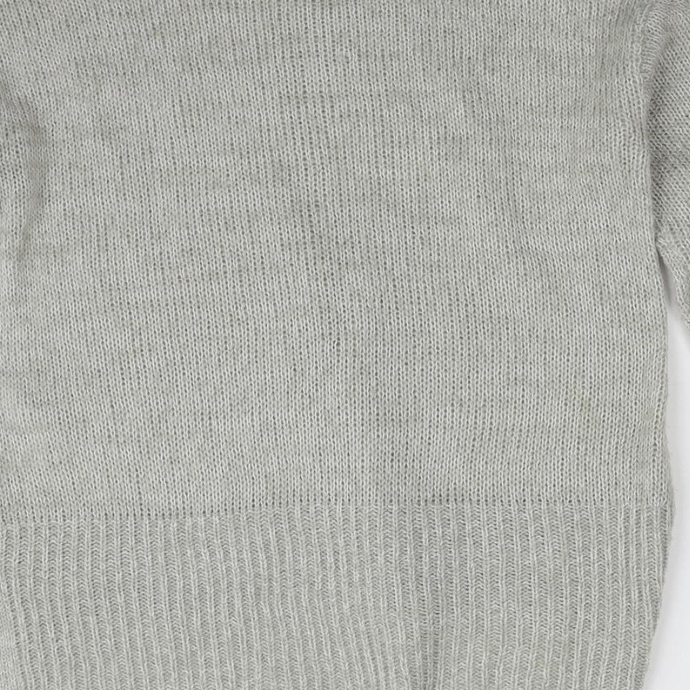New Look Womens Grey Crew Neck  Acrylic Pullover Jumper Size S