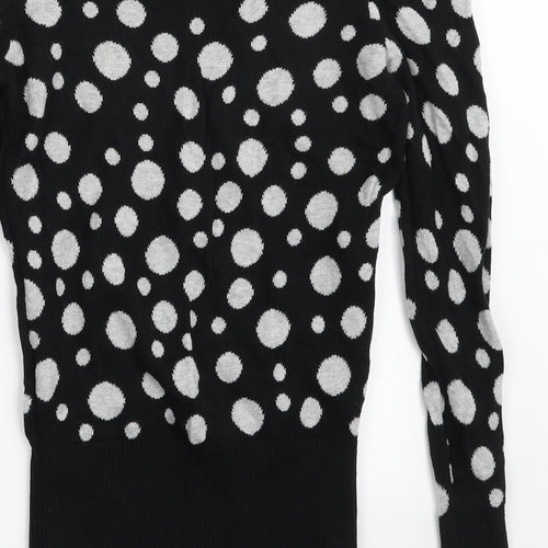 Love Label Womens Black Crew Neck Polka Dot 100% Cotton Pullover Jumper Size 8