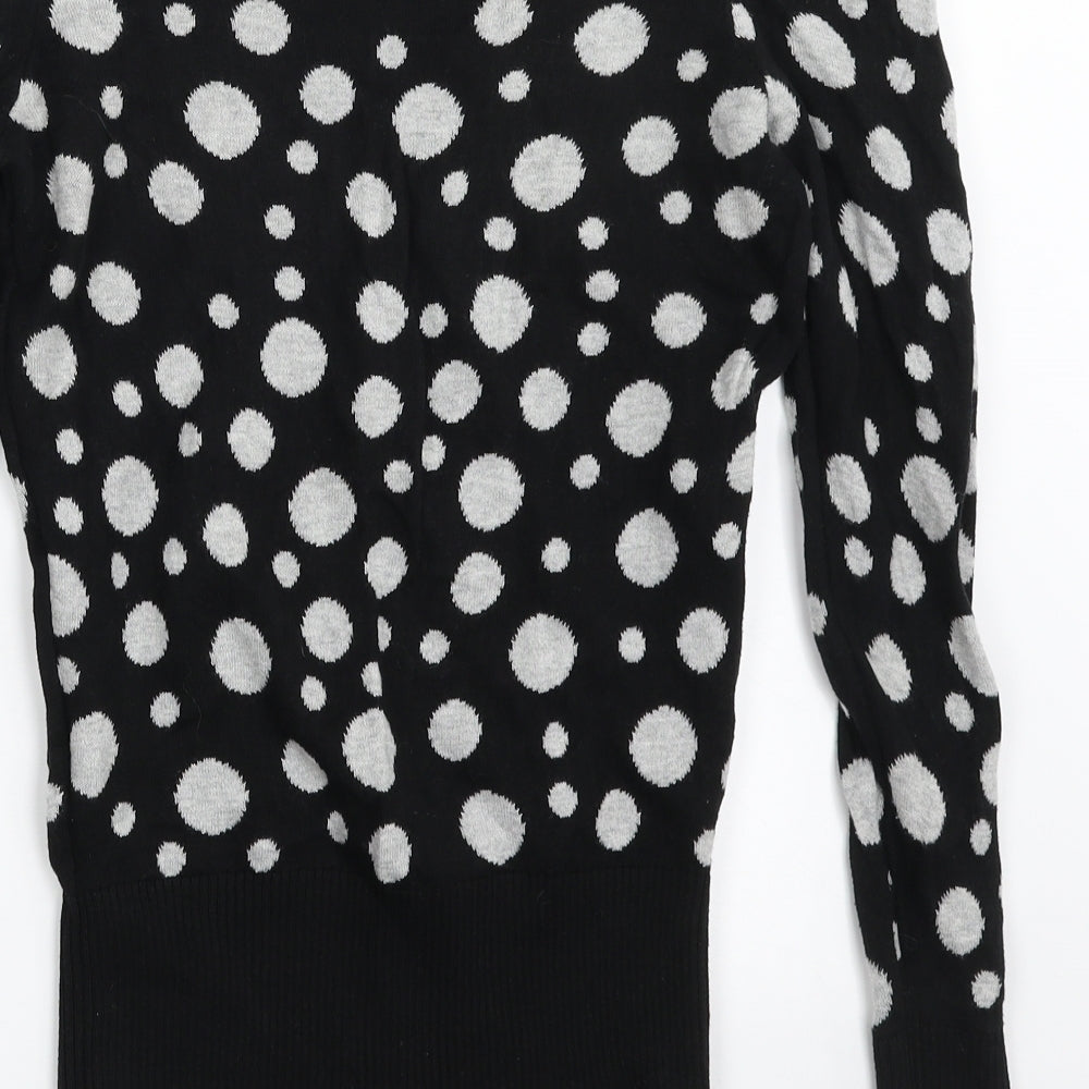 Love Label Womens Black Crew Neck Polka Dot 100% Cotton Pullover Jumper Size 8