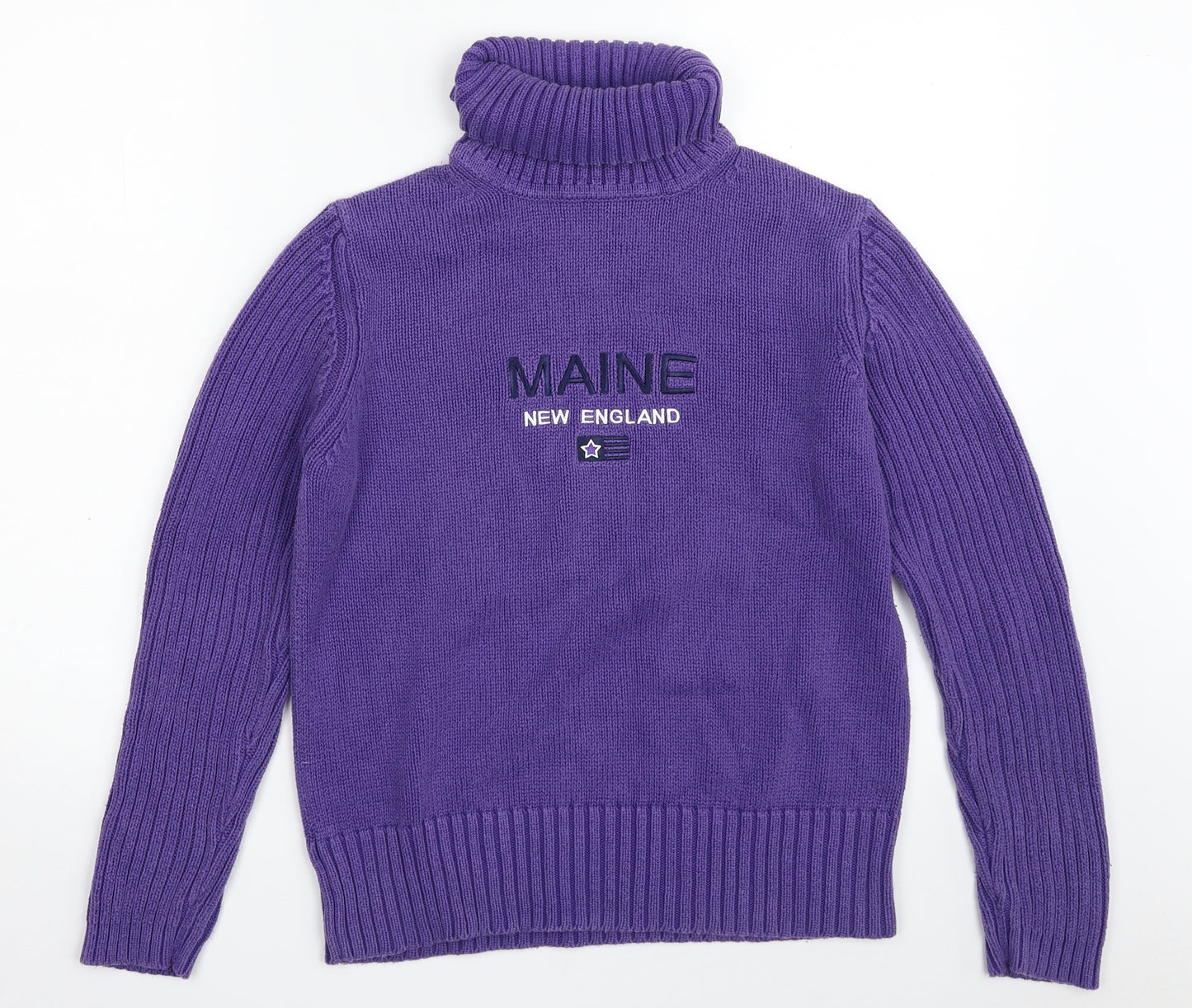 Maine Womens Purple Roll Neck  100% Cotton Pullover Jumper Size S
