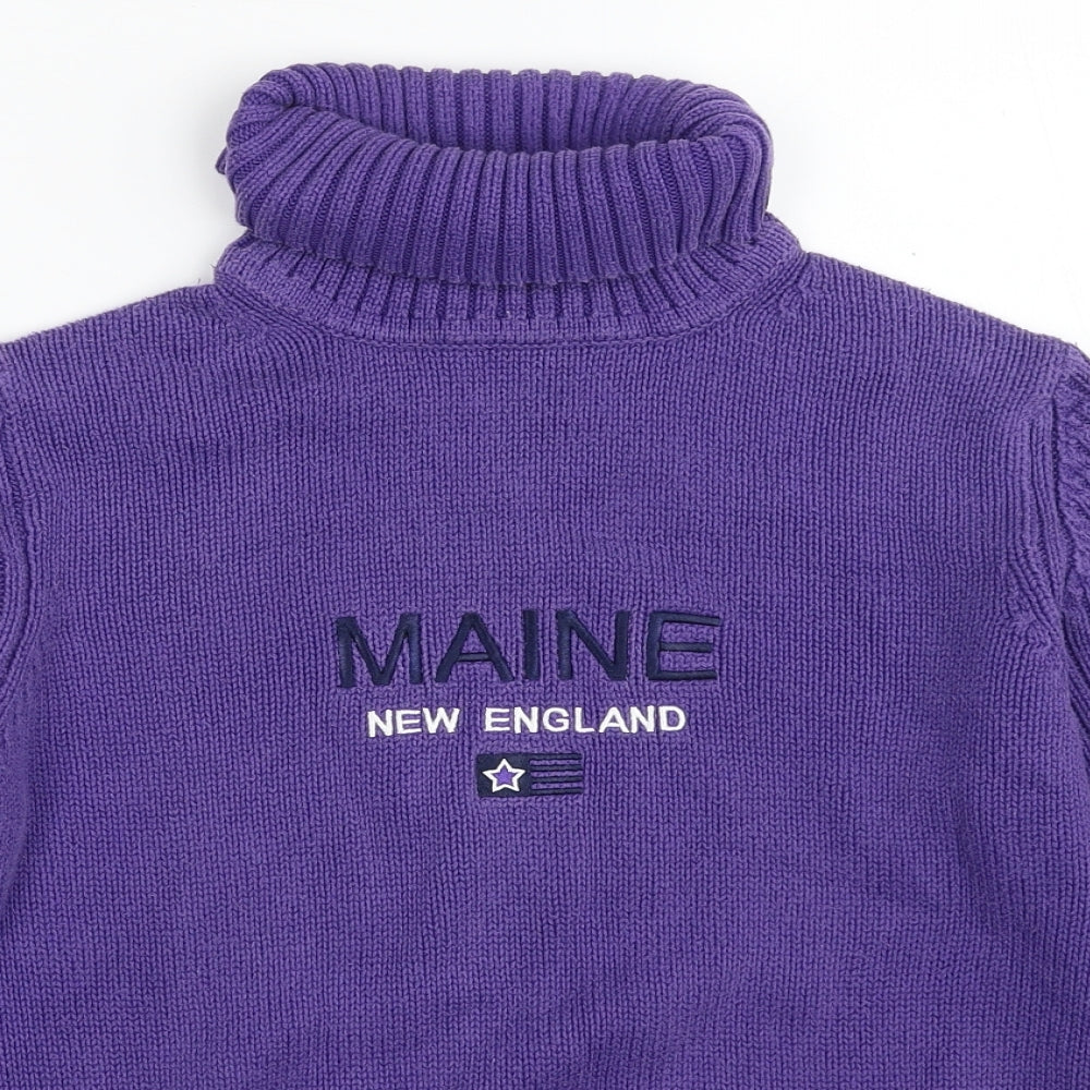 Maine Womens Purple Roll Neck  100% Cotton Pullover Jumper Size S