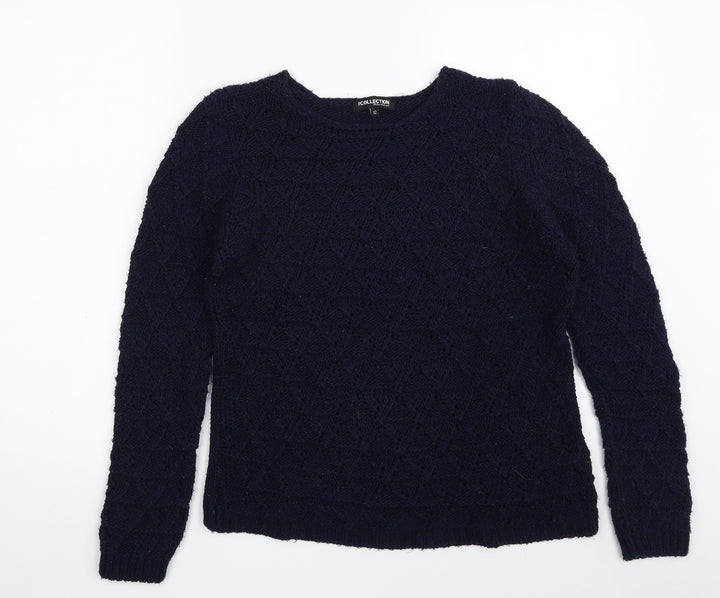 Debenhams Womens Blue Scoop Neck Acrylic Pullover Jumper Size 12