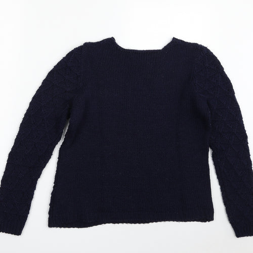 Debenhams Womens Blue Scoop Neck  Acrylic Pullover Jumper Size 12