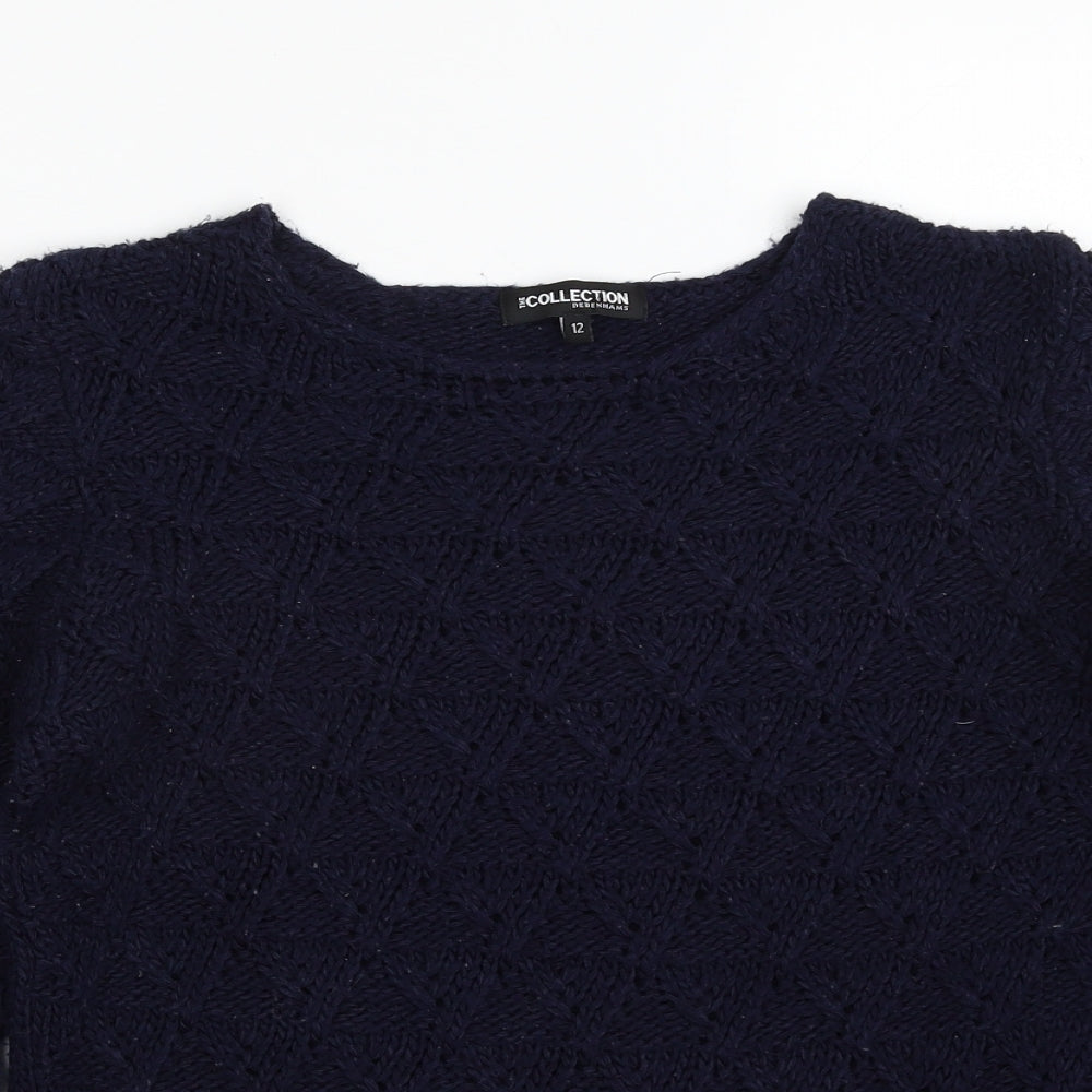 Debenhams Womens Blue Scoop Neck  Acrylic Pullover Jumper Size 12