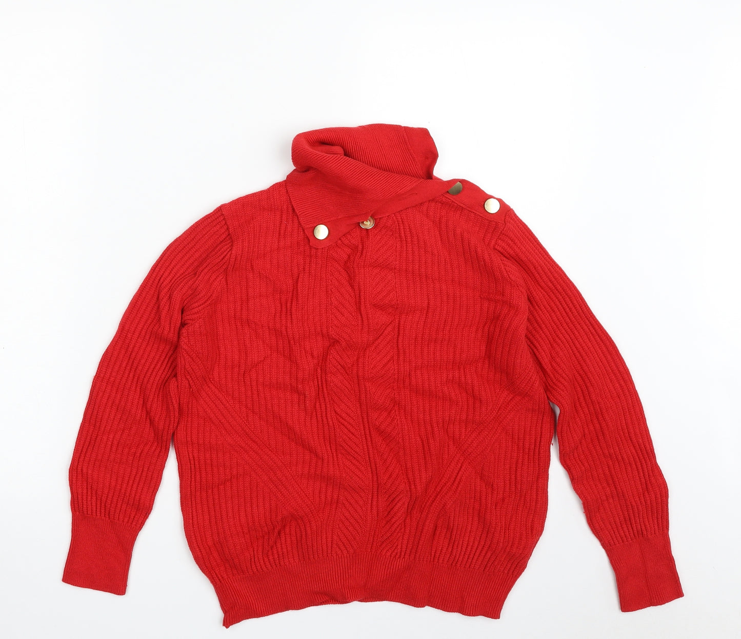 Marks and Spencer Womens Red Roll Neck  Viscose Pullover Jumper Size 10