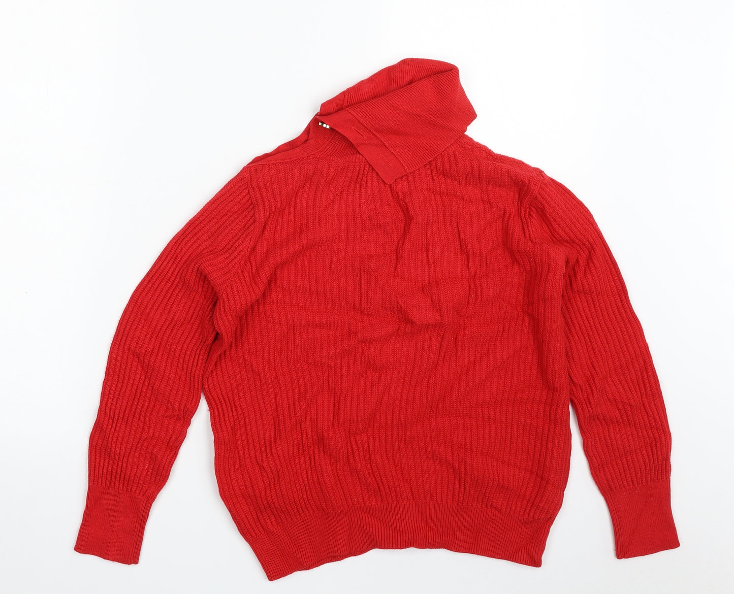 Marks and Spencer Womens Red Roll Neck  Viscose Pullover Jumper Size 10