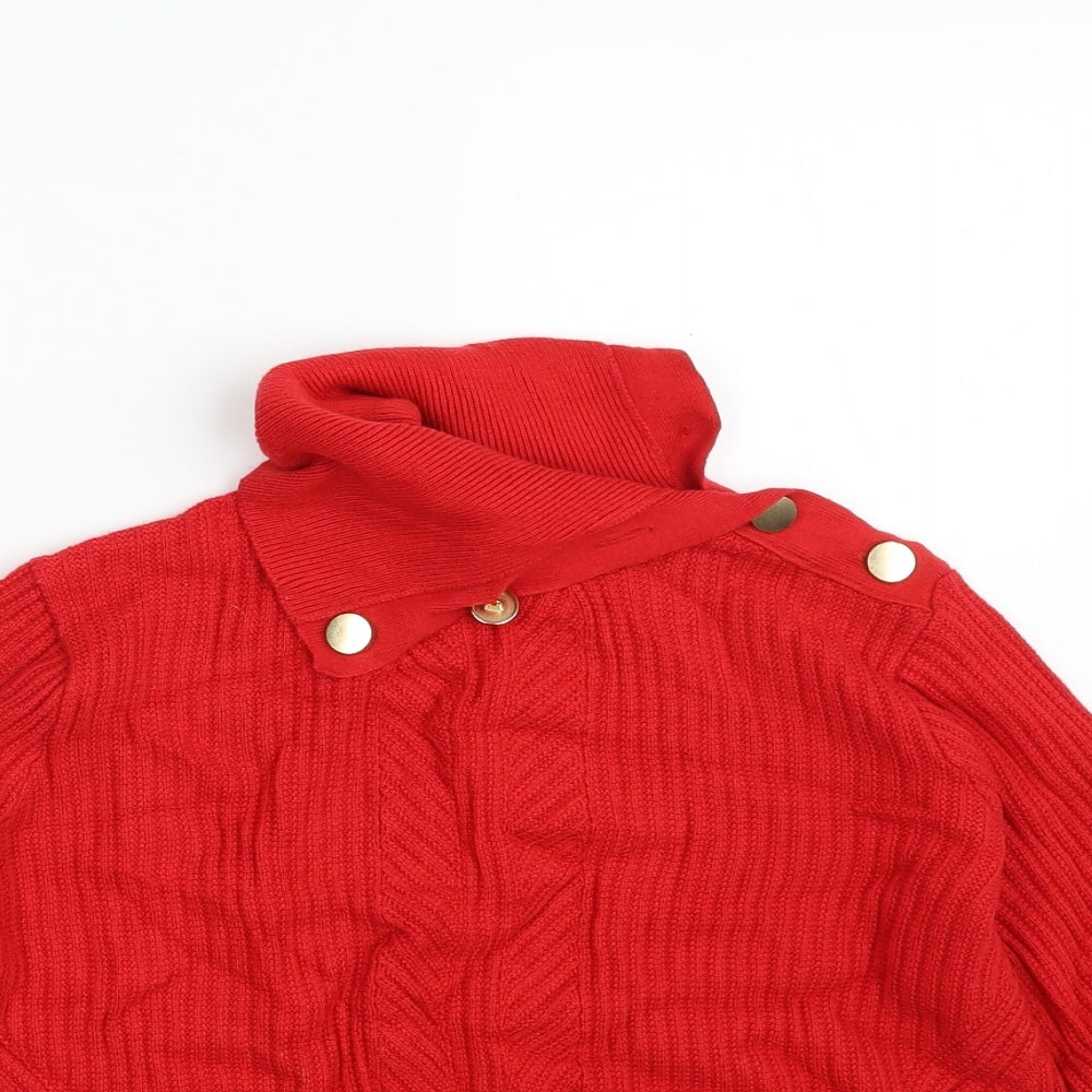 Marks and Spencer Womens Red Roll Neck  Viscose Pullover Jumper Size 10