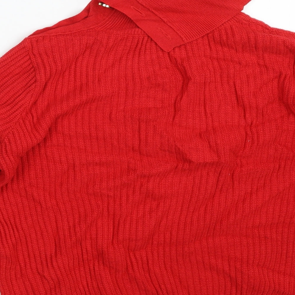 Marks and Spencer Womens Red Roll Neck  Viscose Pullover Jumper Size 10
