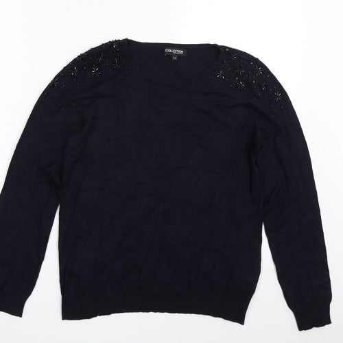 Debenhams Womens Blue Crew Neck  Viscose Pullover Jumper Size 12