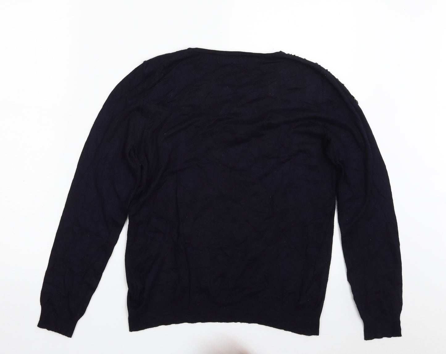 Debenhams Womens Blue Crew Neck  Viscose Pullover Jumper Size 12