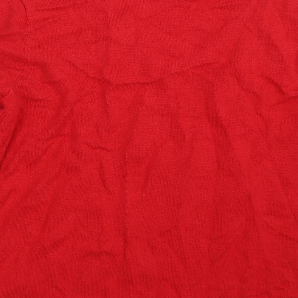 Preworn Womens Red V-Neck  100% Cotton Pullover Jumper Size 16   - Size 16-18