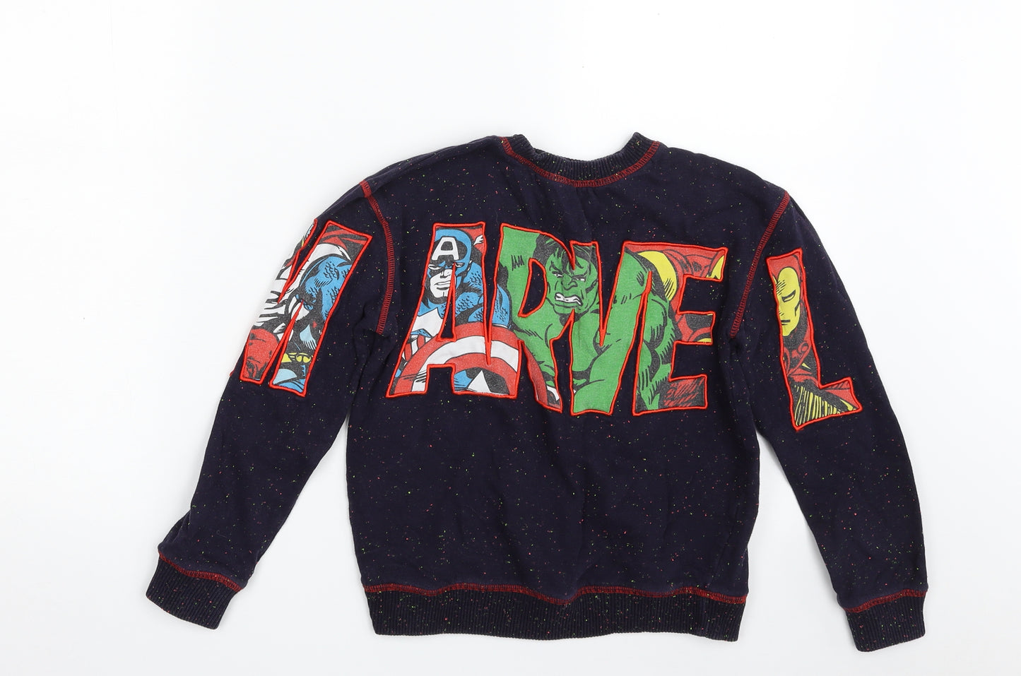 George Boys Blue  Cotton Pullover Sweatshirt Size 7-8 Years   - Flecked Pattern