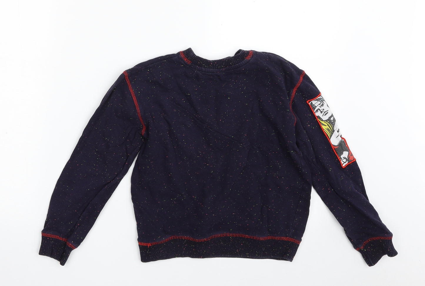 George Boys Blue  Cotton Pullover Sweatshirt Size 7-8 Years   - Flecked Pattern