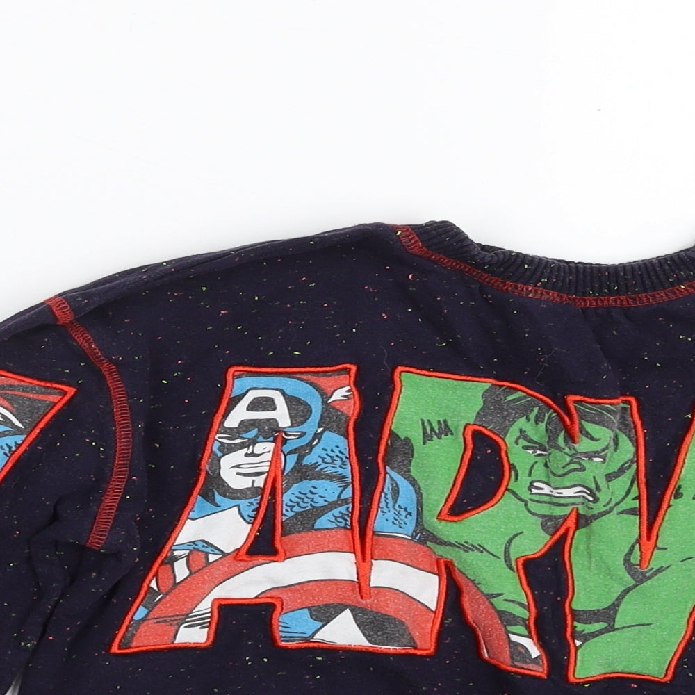 George Boys Blue  Cotton Pullover Sweatshirt Size 7-8 Years   - Flecked Pattern