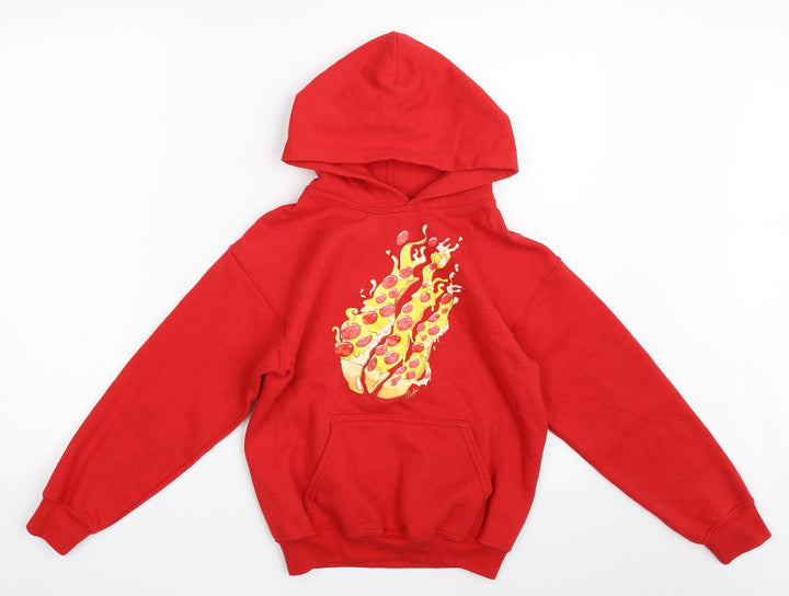 Gildan Boys Red  Cotton Pullover Hoodie Size S   - Preston