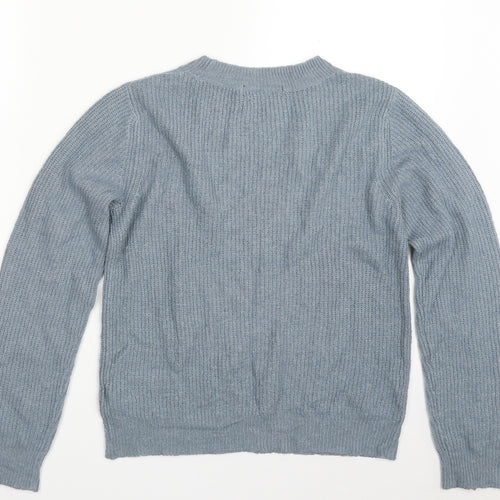 Marks and Spencer Womens Blue Crew Neck  Acrylic Pullover Jumper Size 8