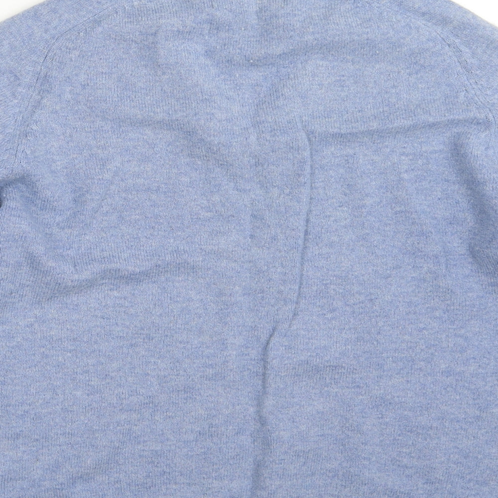 Marks and Spencer Mens Blue V-Neck  Wool Pullover Jumper Size M   - Extra Fine Lambswool