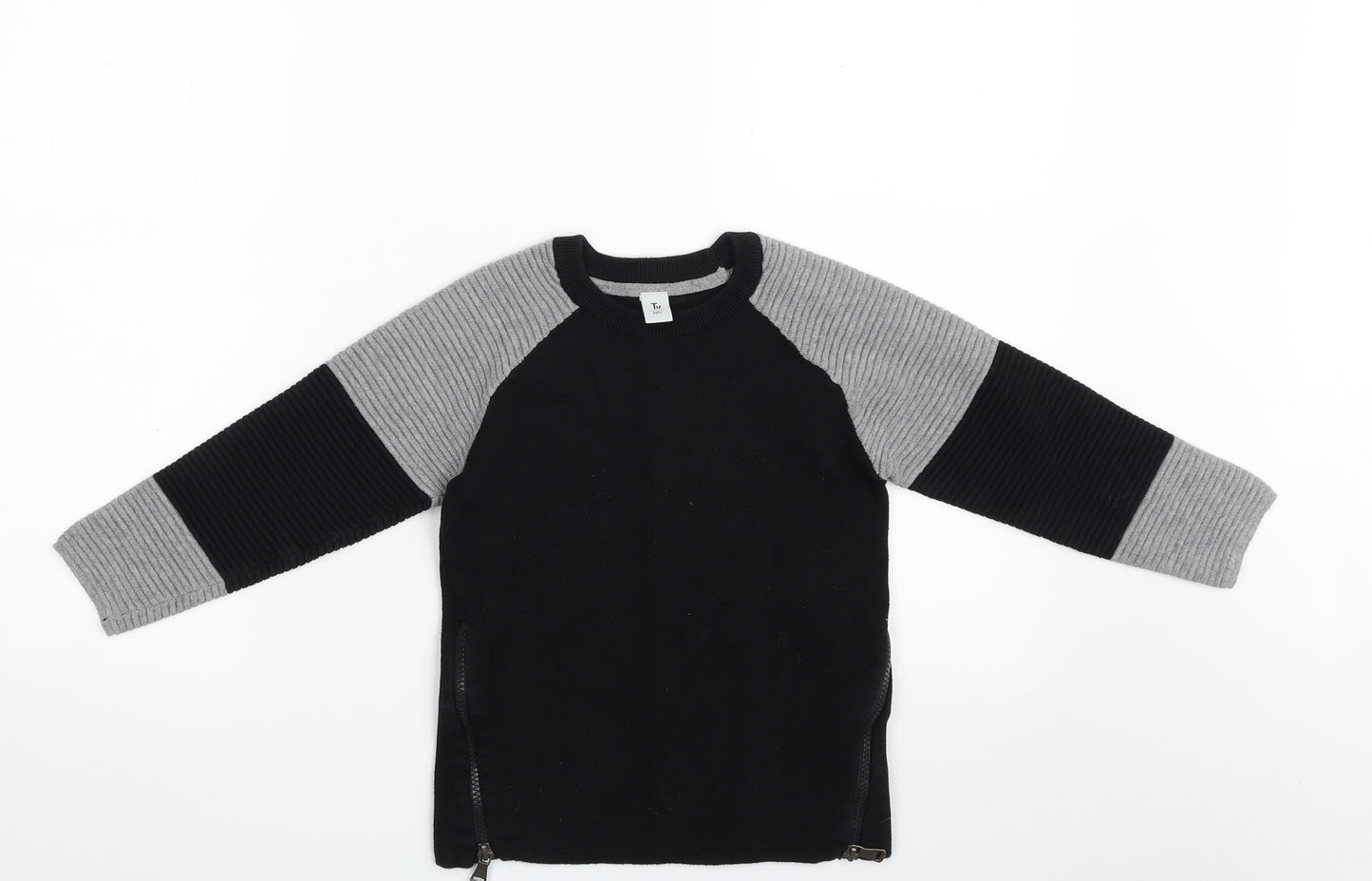 TU Girls Black Crew Neck  100% Cotton Pullover Jumper Size 6 Years  Pullover