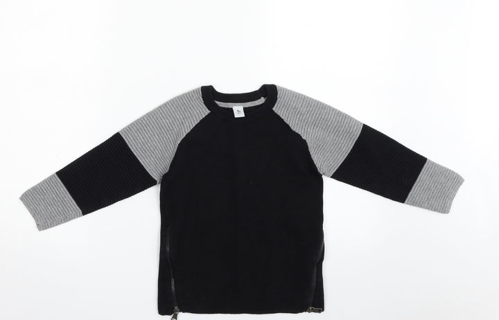 TU Girls Black Crew Neck  100% Cotton Pullover Jumper Size 6 Years  Pullover