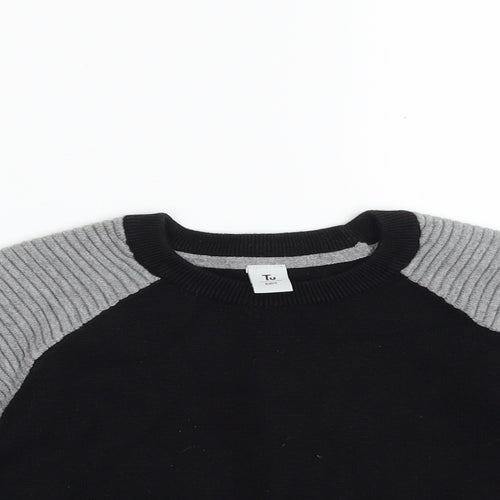 TU Girls Black Crew Neck  100% Cotton Pullover Jumper Size 6 Years  Pullover