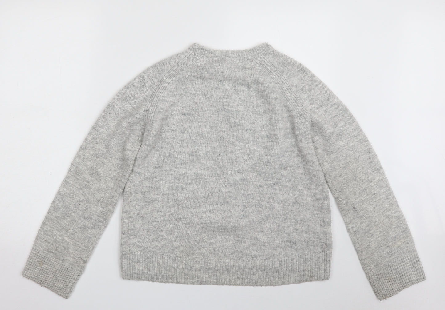 H&M Girls Grey Crew Neck  Acrylic Pullover Jumper Size 10-11 Years
