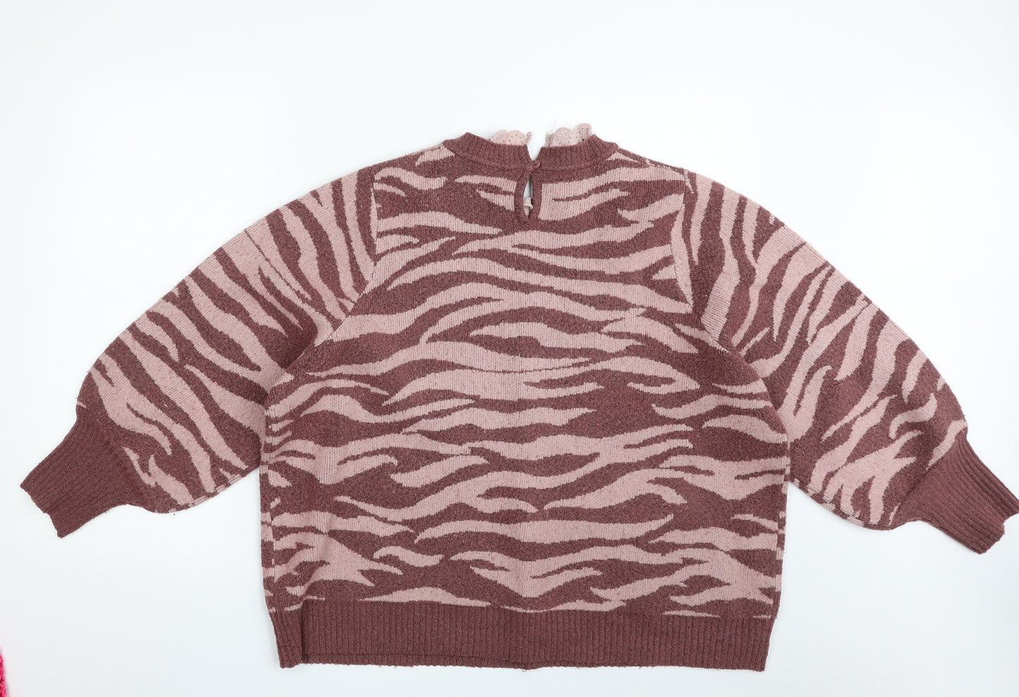 NEXT Womens Purple Crew Neck Animal Print Acrylic Pullover Jumper Size XL