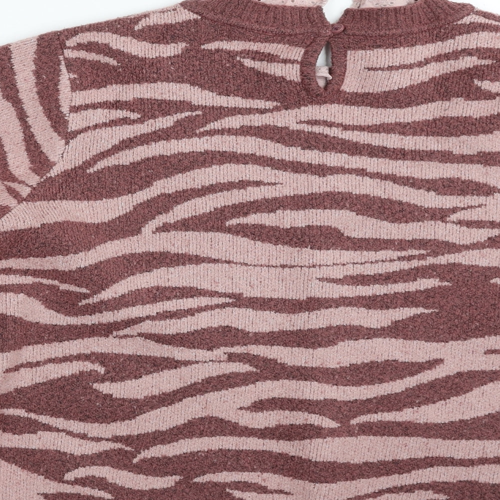 NEXT Womens Purple Crew Neck Animal Print Acrylic Pullover Jumper Size XL