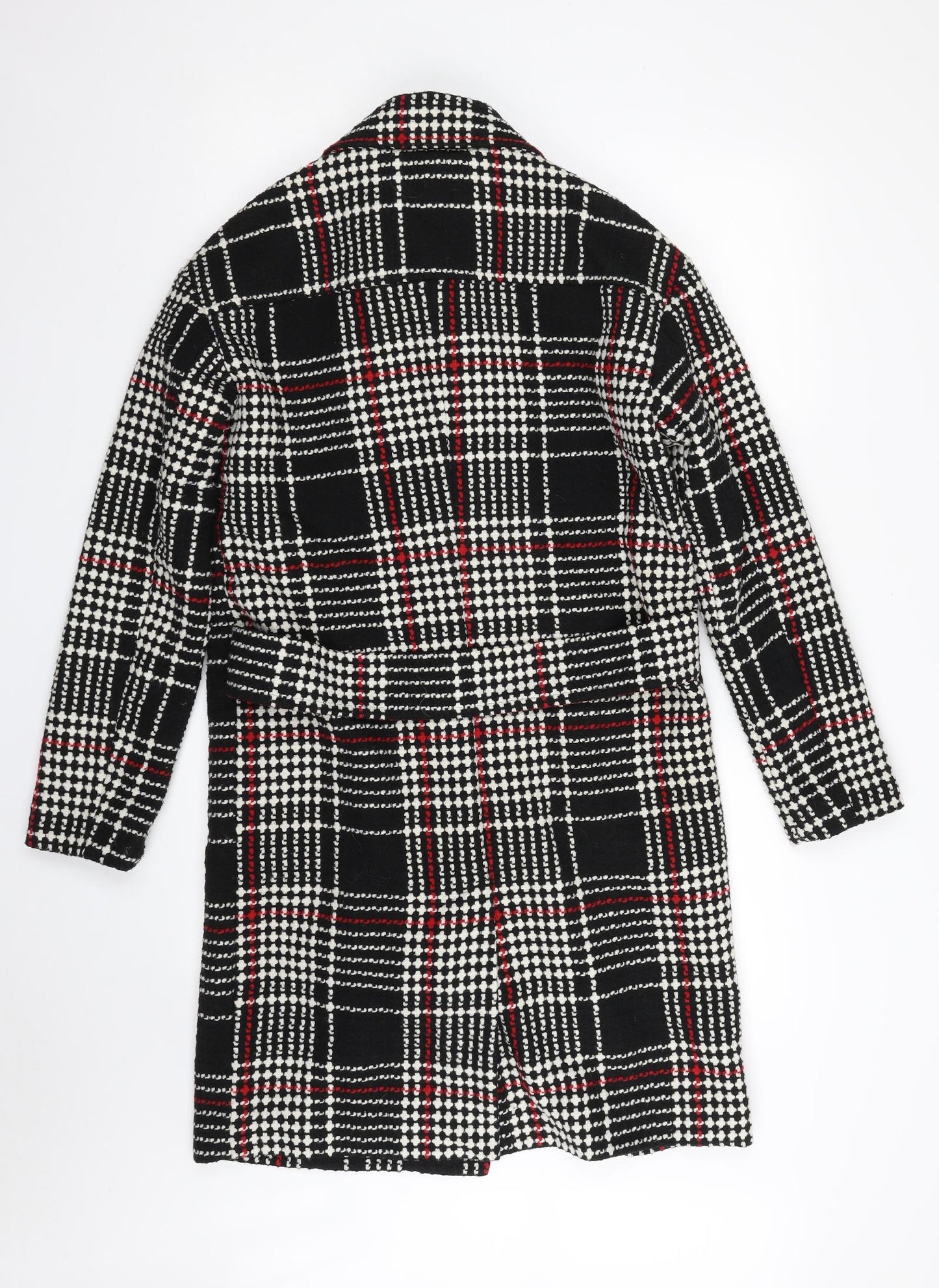 NEXT Womens Black Plaid  Overcoat Coat Size 8  Zip