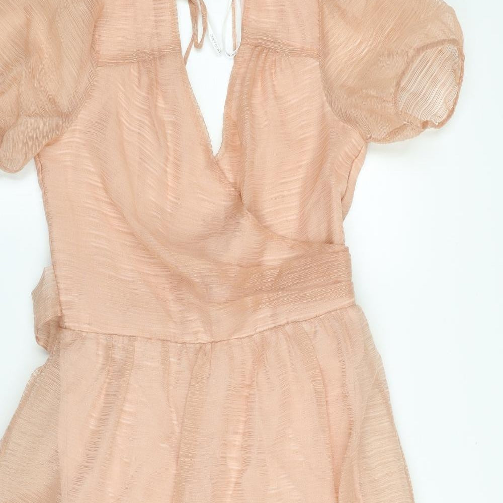 Primark Womens Pink  Viscose Fit & Flare  Size 12  V-Neck Zip