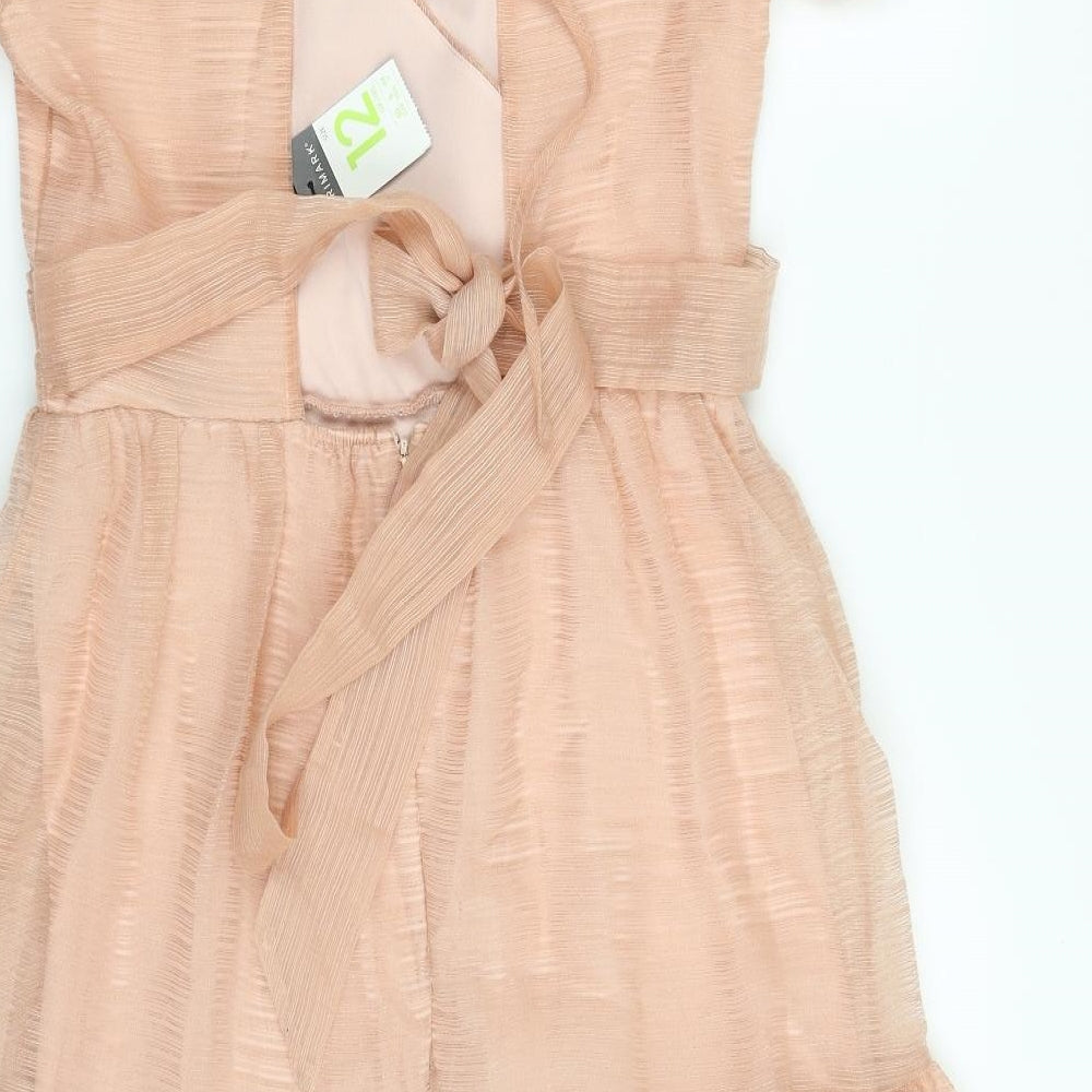 Primark Womens Pink  Viscose Fit & Flare  Size 12  V-Neck Zip