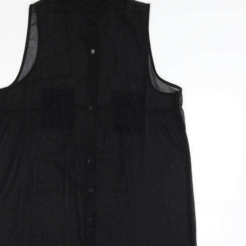 G21 Womens Black  Polyester Basic Button-Up One Size Collared