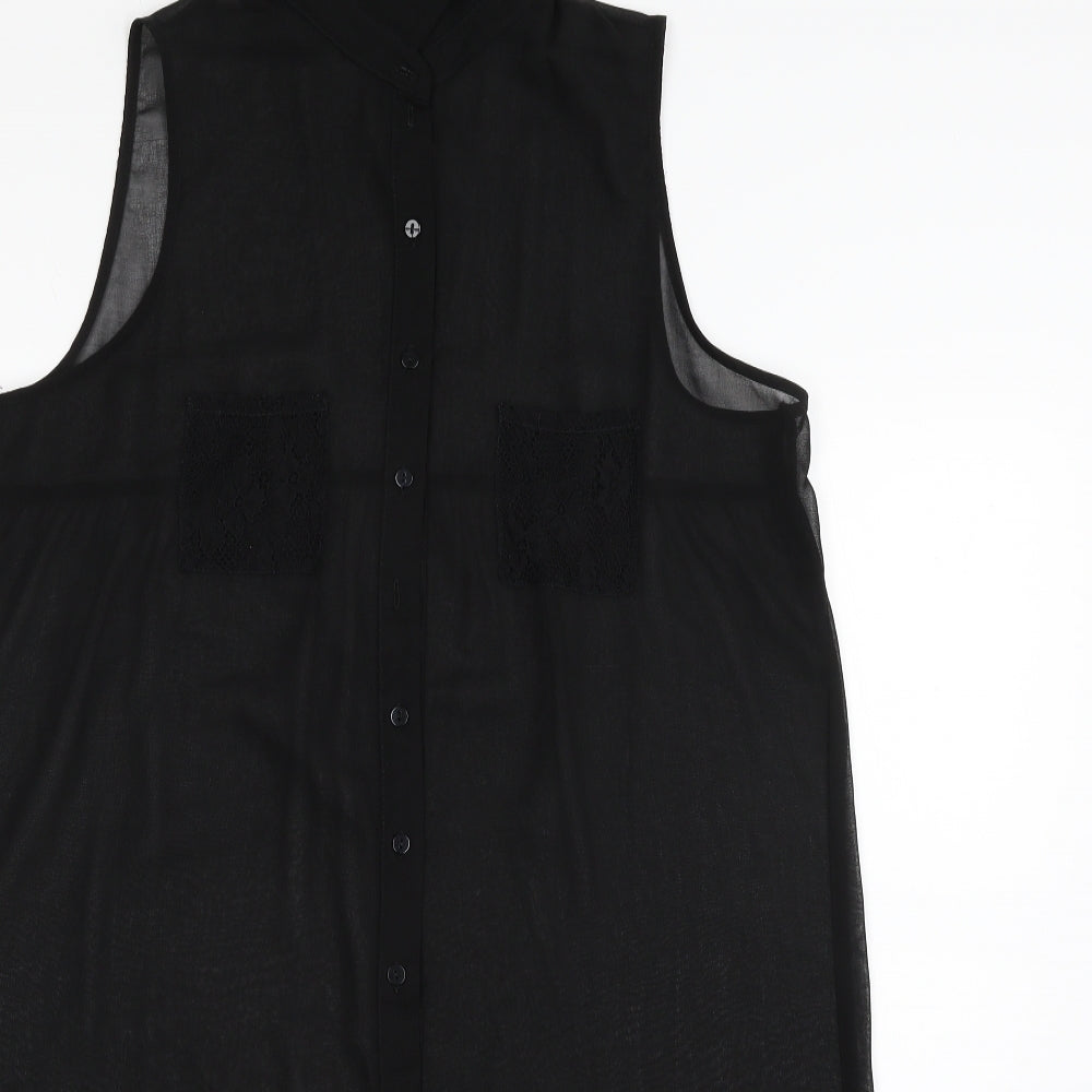 G21 Womens Black  Polyester Basic Button-Up One Size Collared