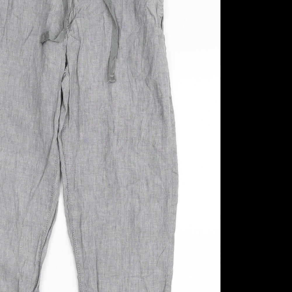 NEXT Mens Grey  Linen Trousers  Size 32 in L31 in Regular Zip