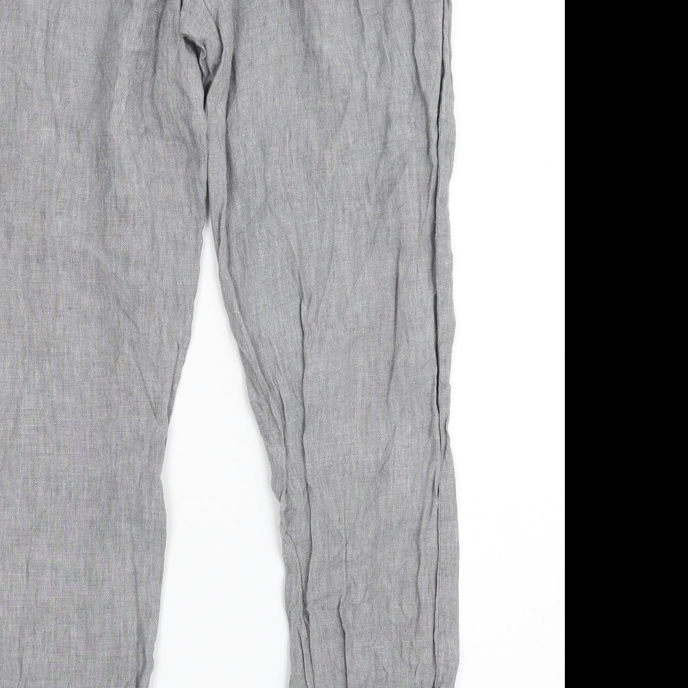 NEXT Mens Grey  Linen Trousers  Size 32 in L31 in Regular Zip