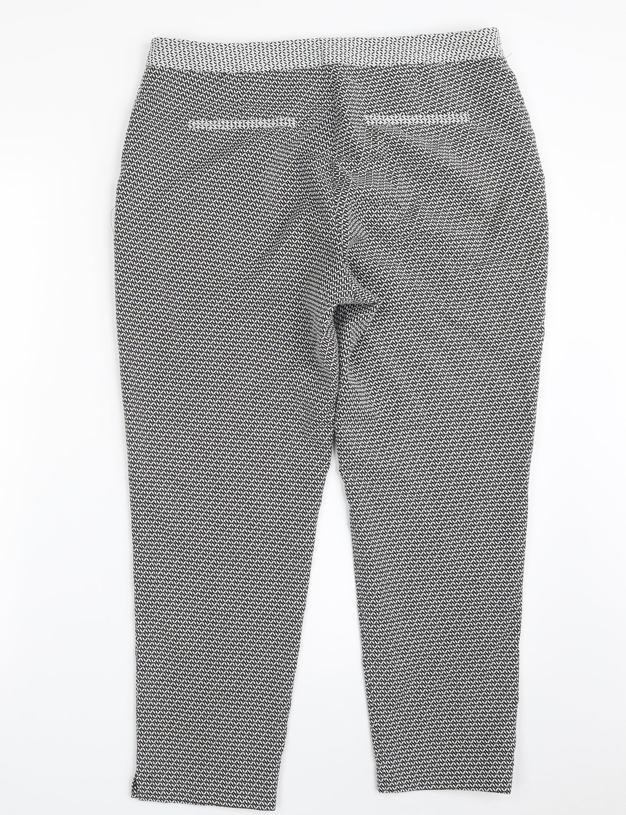 Principles Womens Black Geometric Polyester Capri Trousers Size 12 L25 in Regular Zip