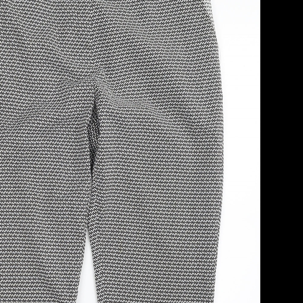 Principles Womens Black Geometric Polyester Capri Trousers Size 12 L25 in Regular Zip