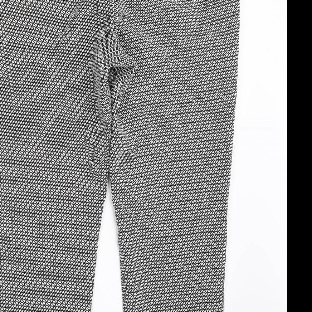 Principles Womens Black Geometric Polyester Capri Trousers Size 12 L25 in Regular Zip