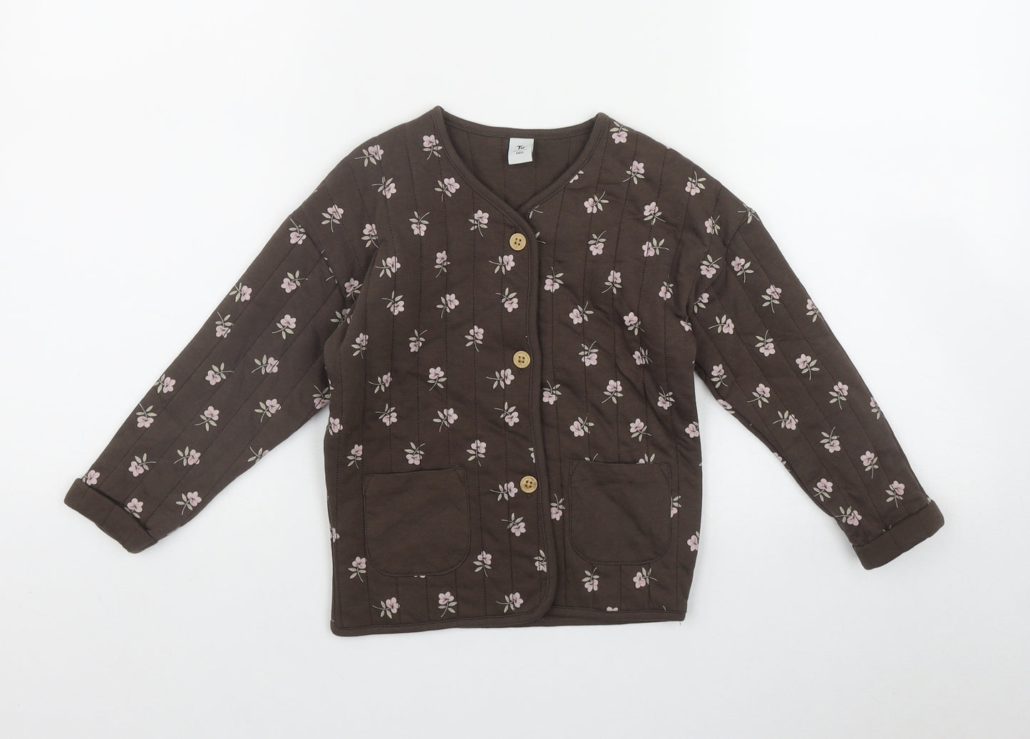 TU Girls Brown Floral  Jacket  Size 3-4 Years  Button