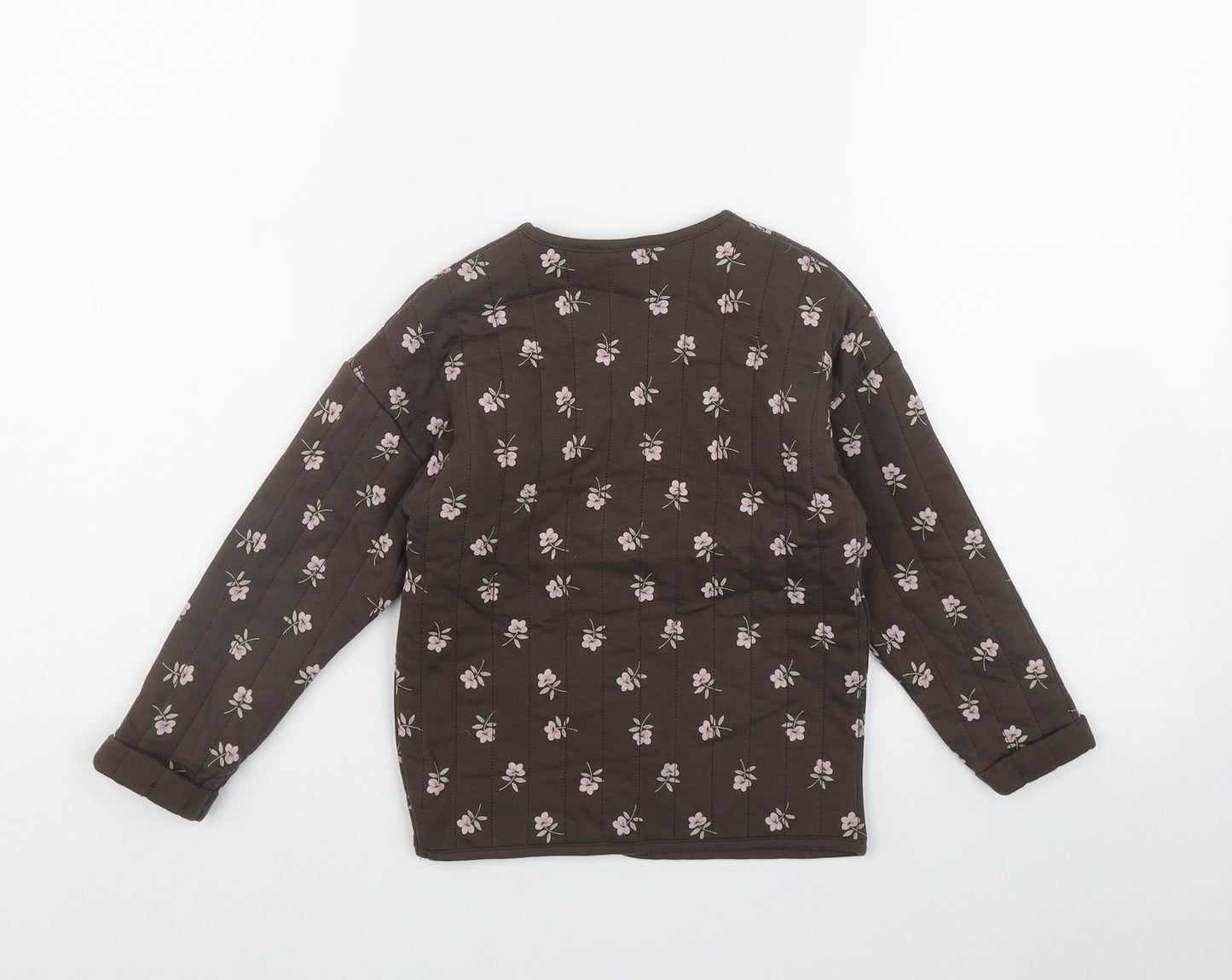 TU Girls Brown Floral  Jacket  Size 3-4 Years  Button