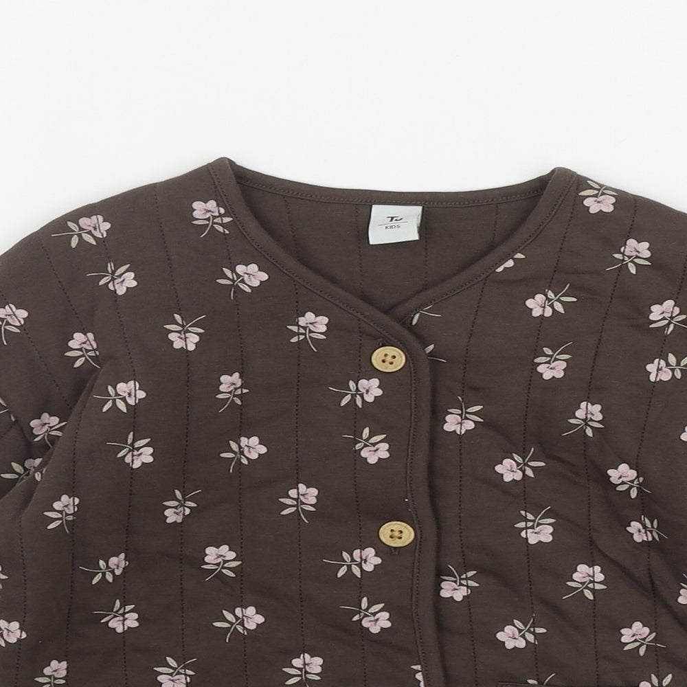 TU Girls Brown Floral  Jacket  Size 3-4 Years  Button