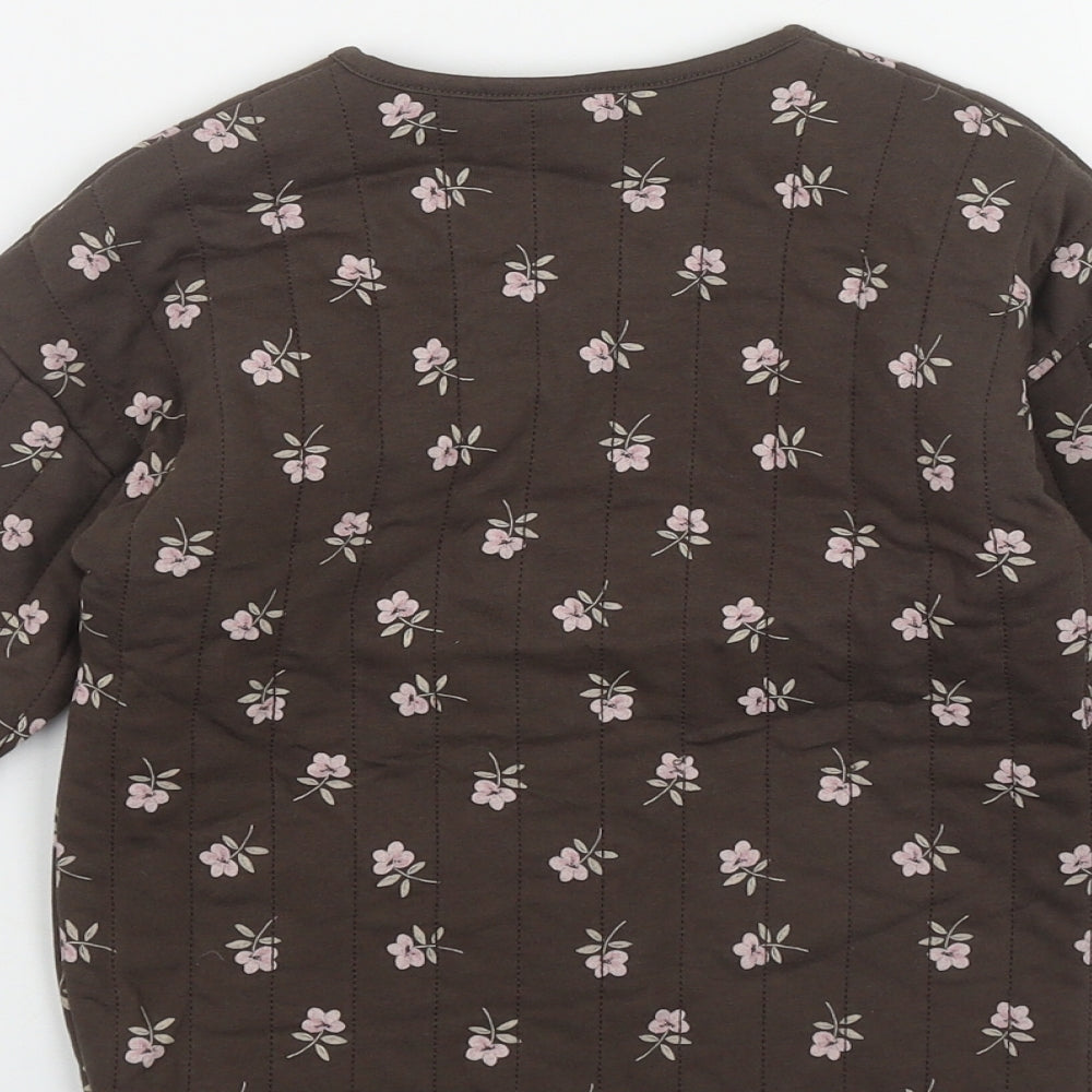 TU Girls Brown Floral  Jacket  Size 3-4 Years  Button