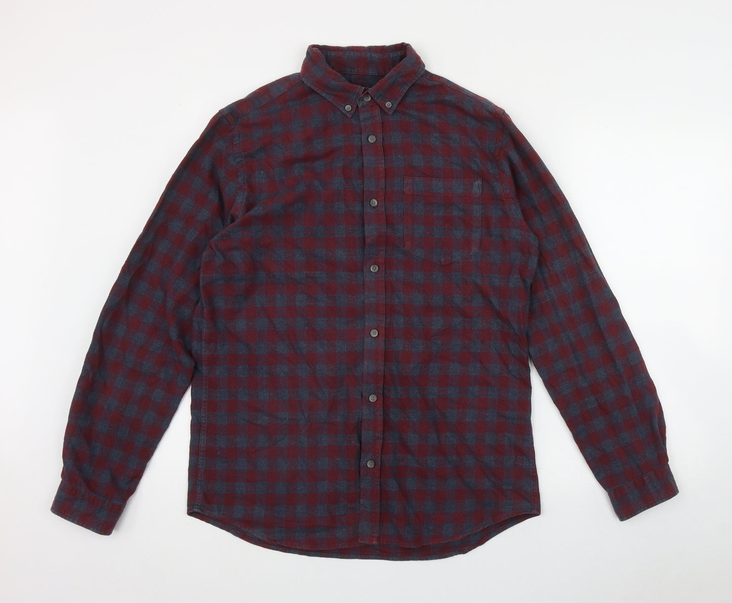 JACK & JONES Mens Red Plaid Cotton  Button-Up Size M Collared Button