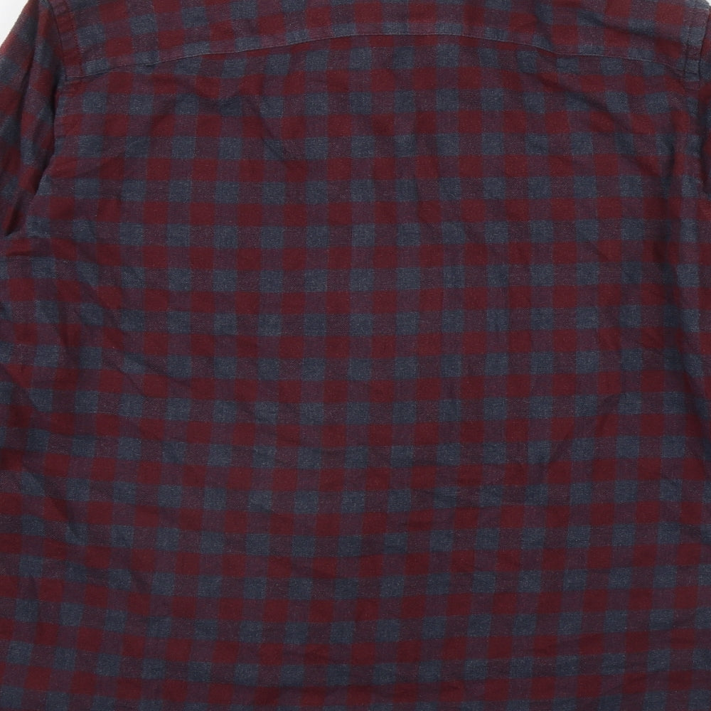 JACK & JONES Mens Red Plaid Cotton  Button-Up Size M Collared Button