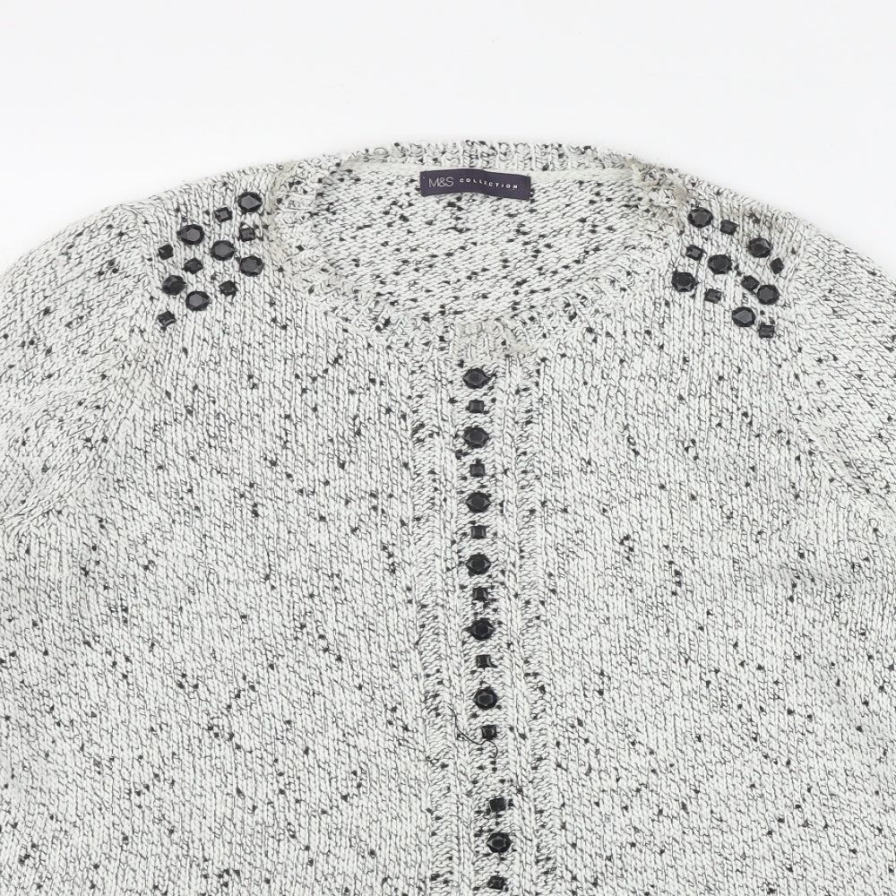 Marks and Spencer Womens Grey Round Neck  Acrylic Pullover Jumper Size 18