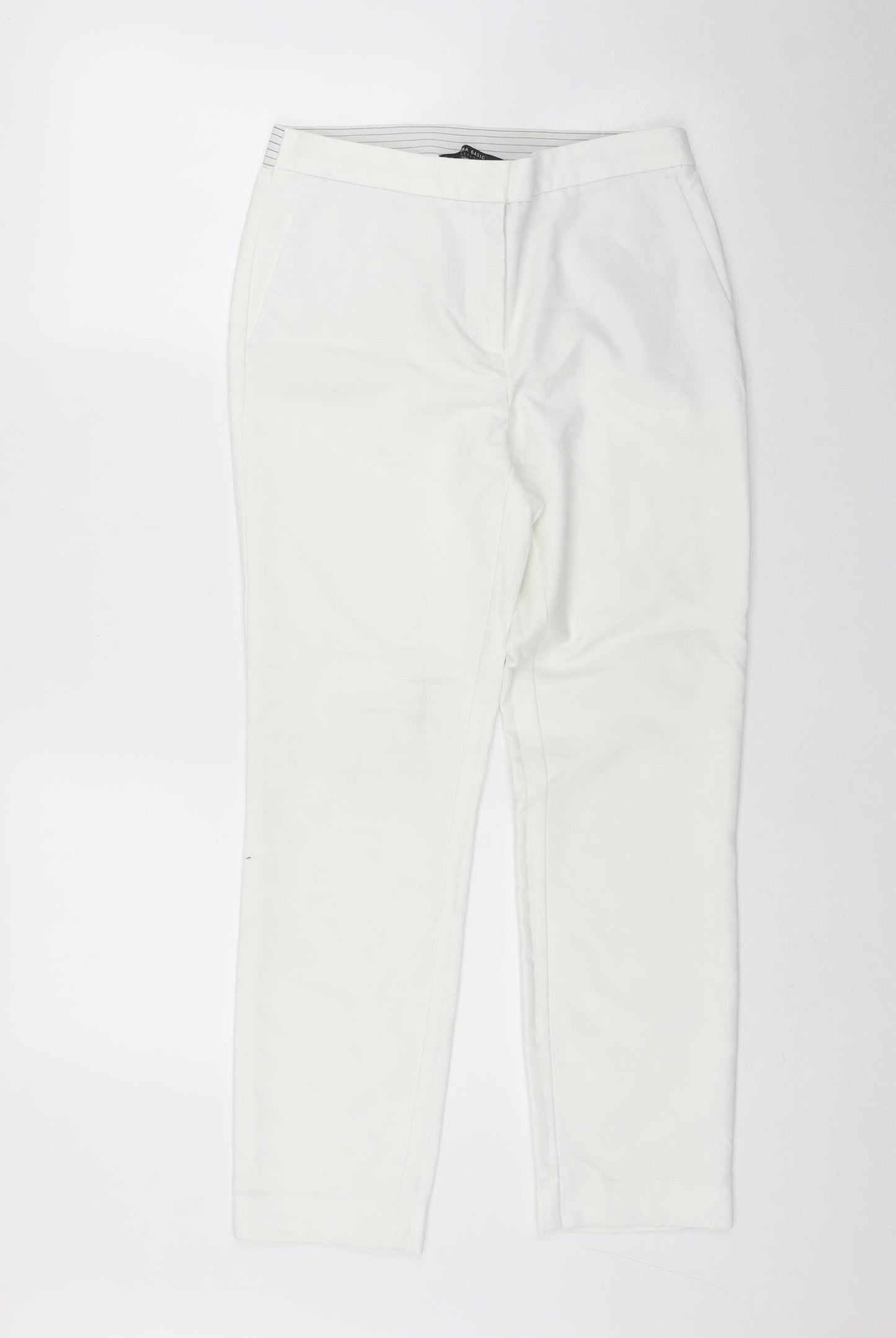 Zara Womens White  Polyester Trousers  Size M L27 in Regular Zip