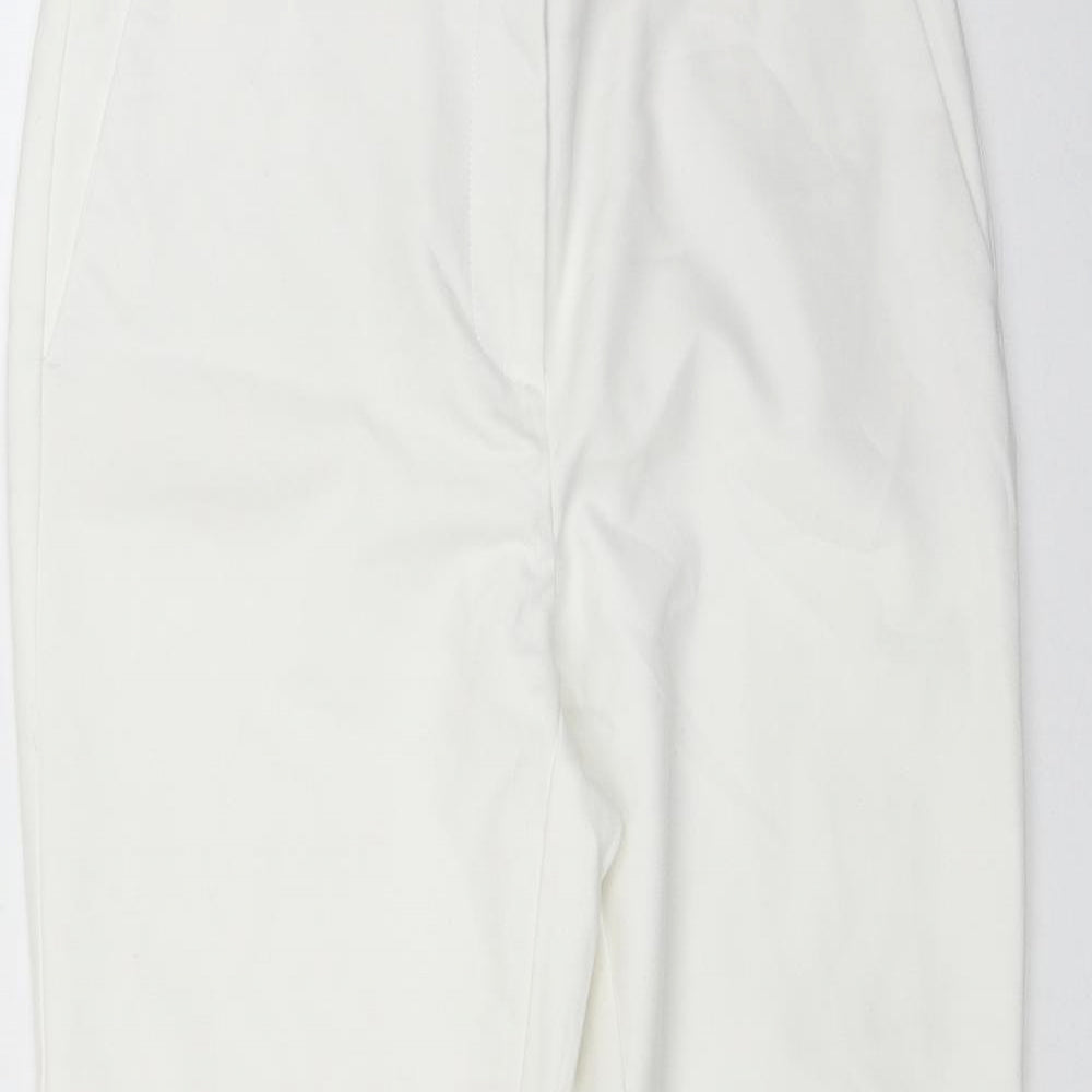 Zara Womens White  Polyester Trousers  Size M L27 in Regular Zip